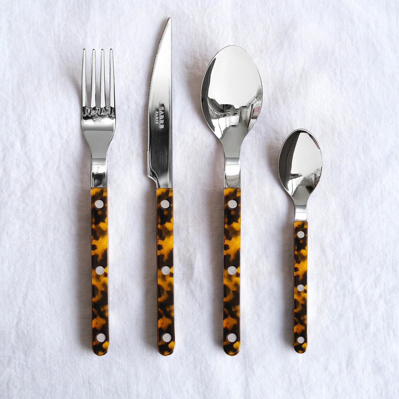 Sabre Paris Bistrot Solid Cutlery 16pc Set - Faux Tortoise