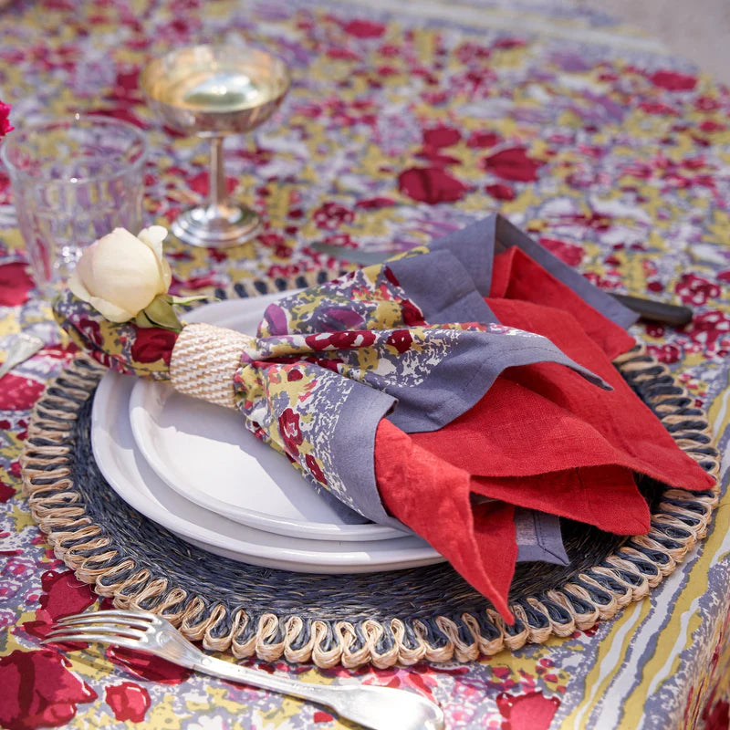 Couleur Nature Napkin ~ Jardin Red & Grey