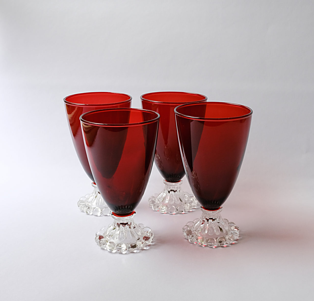 Vintage Berwick Boopie Liqueur glasses by Anchor Hocking RED