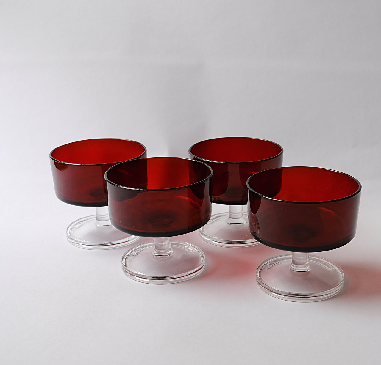 Luminarc France stemmed Cocktail Glasses in Ruby Red