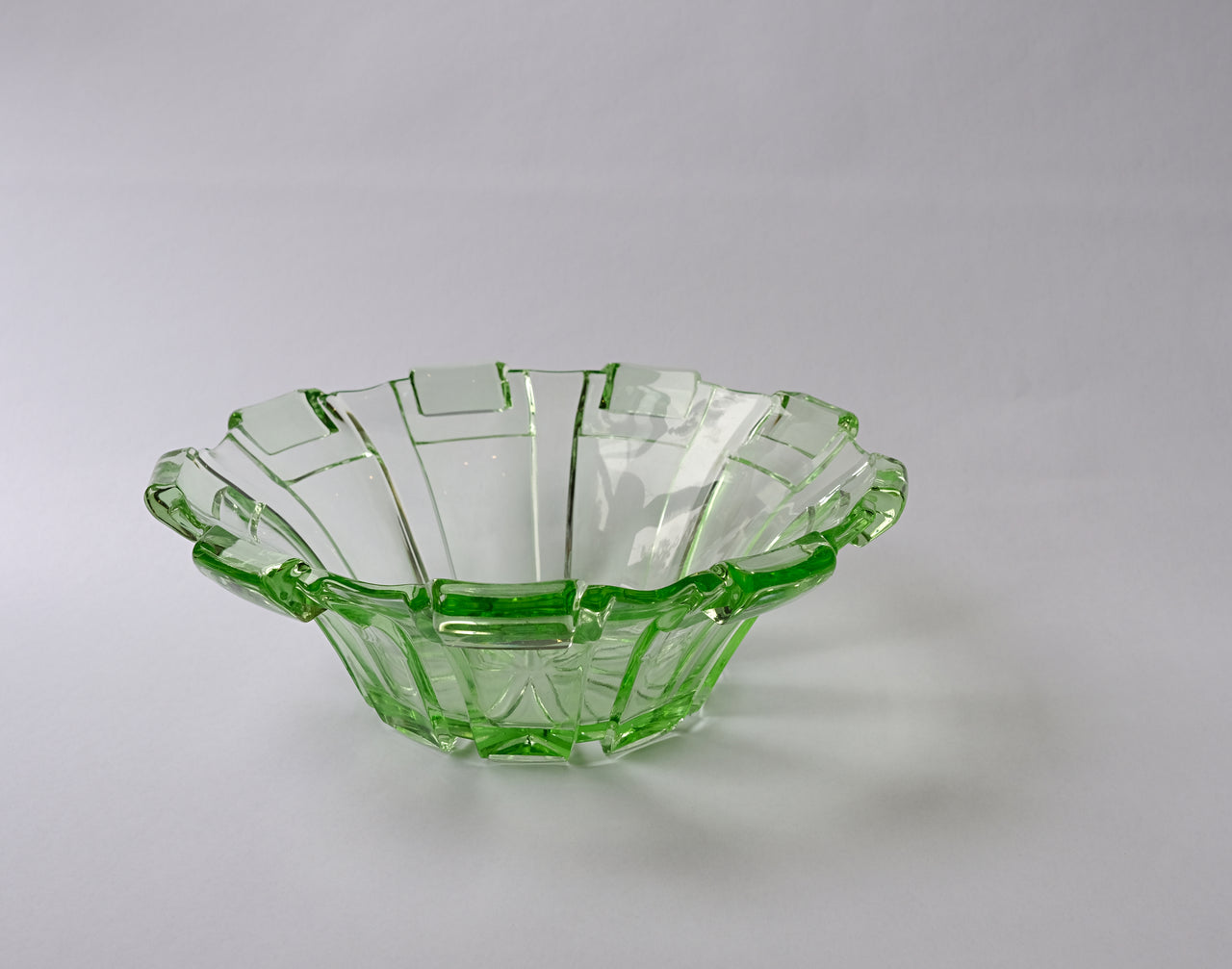 Stölzle Vintage Art Deco Green Depression Glass Bowl