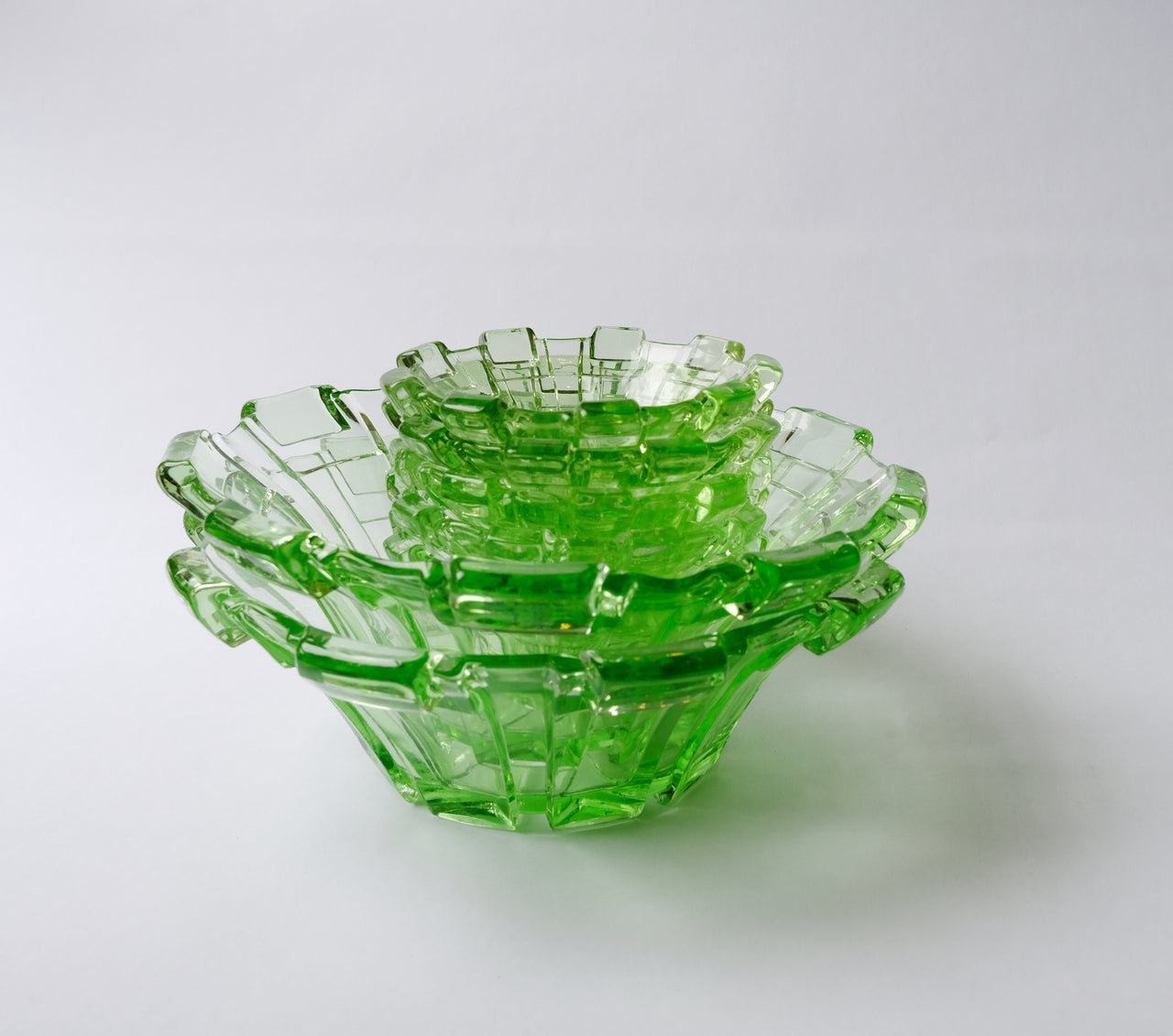 Stölzle Vintage Art Deco Green Depression Glass Bowl