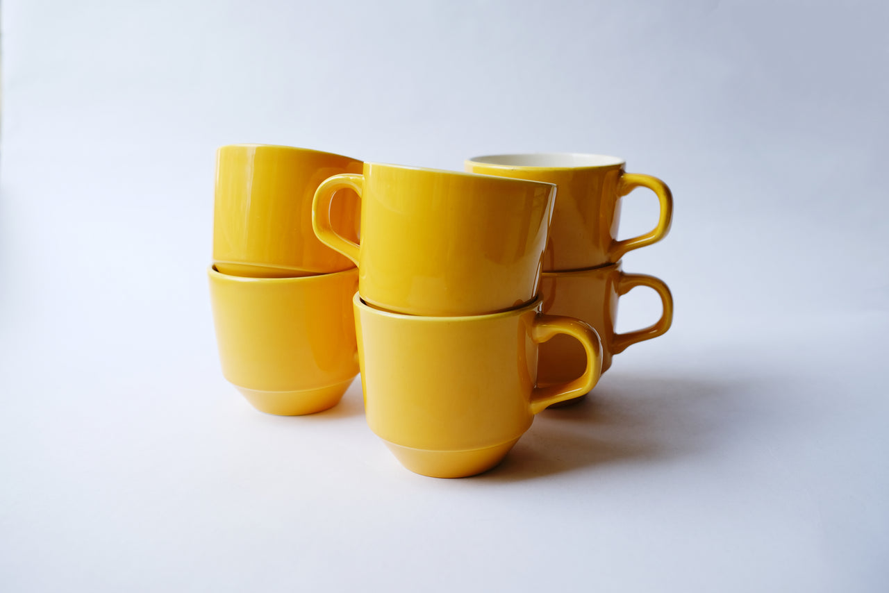 Vintage yellow coffee mugs