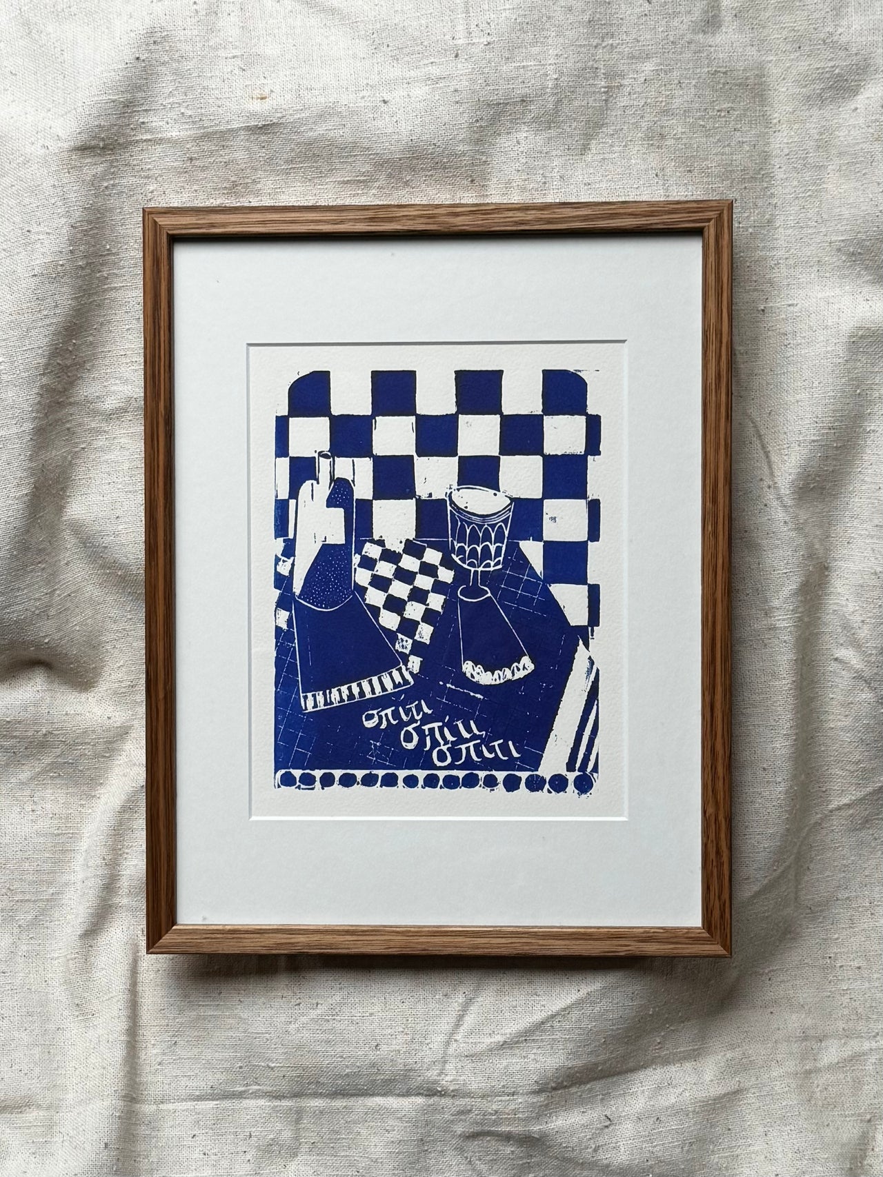 Ella Mittas Framed A4 Woodcut Print - Three